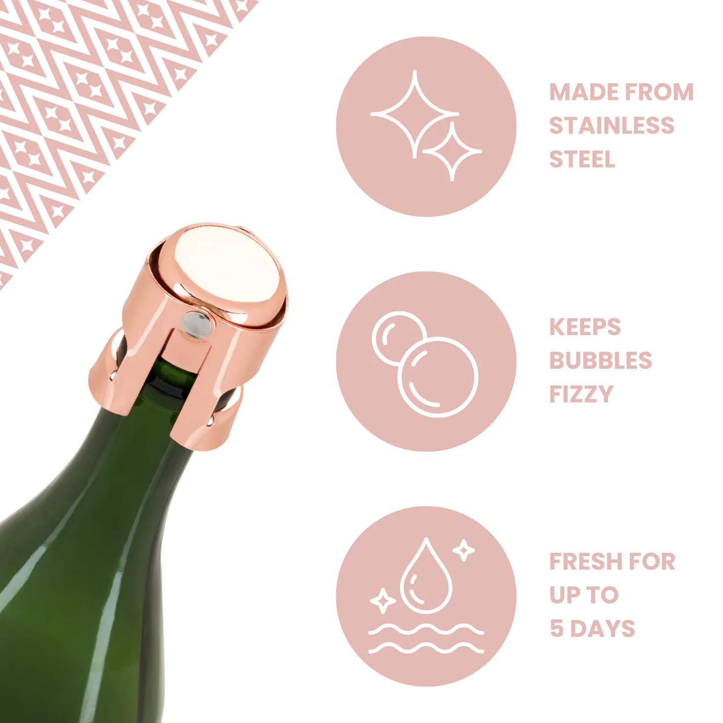 UBERSTAR Champagne Stopper - Rose Gold - Image 3