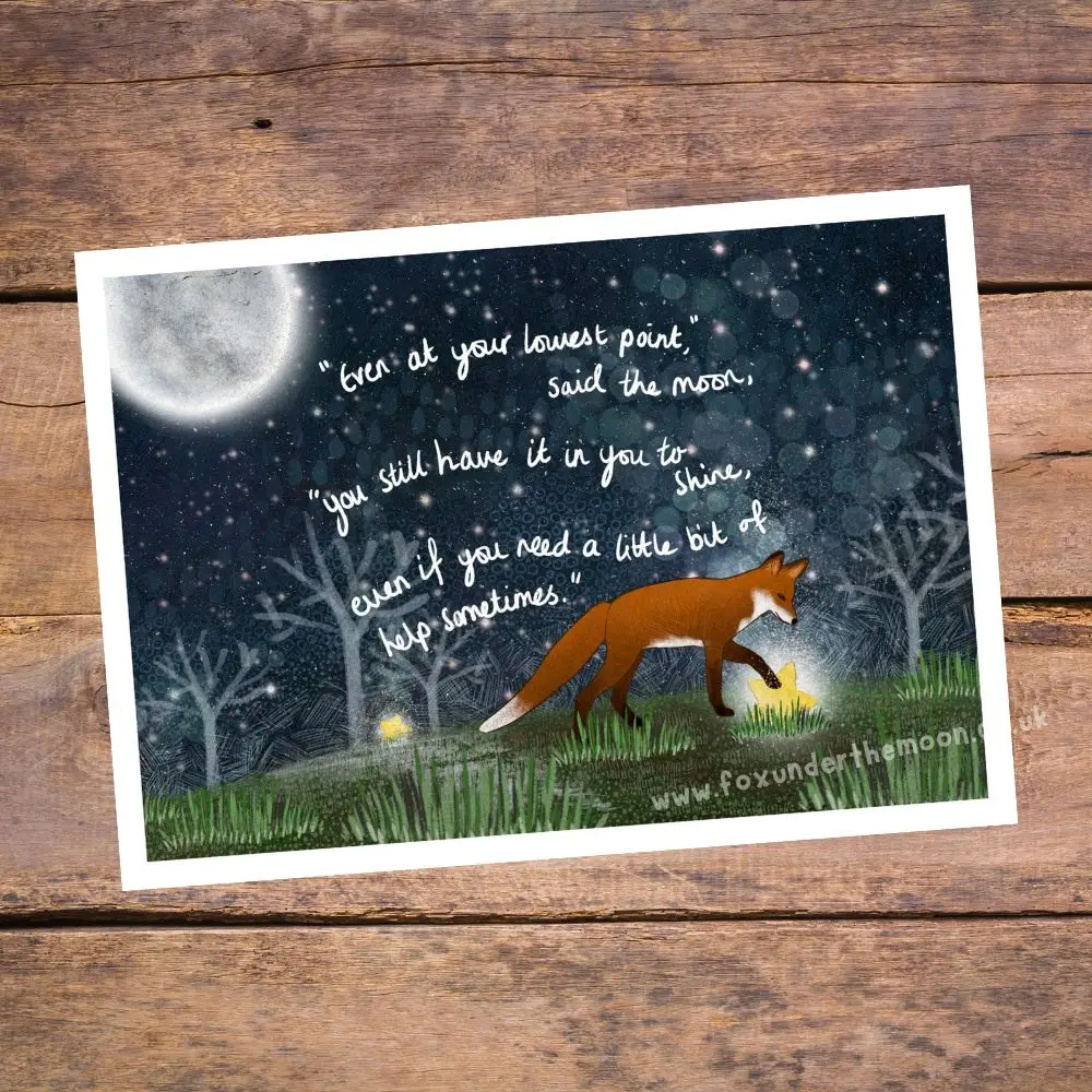Fox Under The Moon – ‘Shine’ Art Print A4 - Jaro Design Studio - 1 Fox Under The Moon – ‘Shine’ Art Print A4