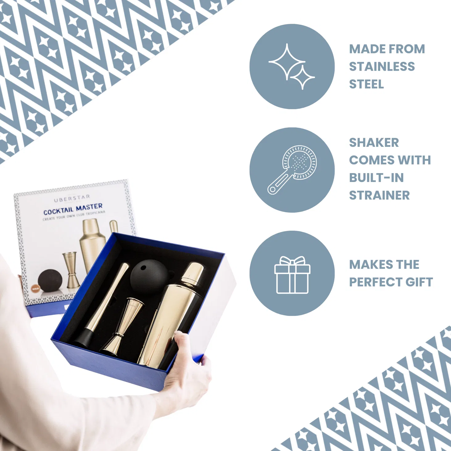 UBERSTAR Cocktail Making Gift Set - Silver - Image 3