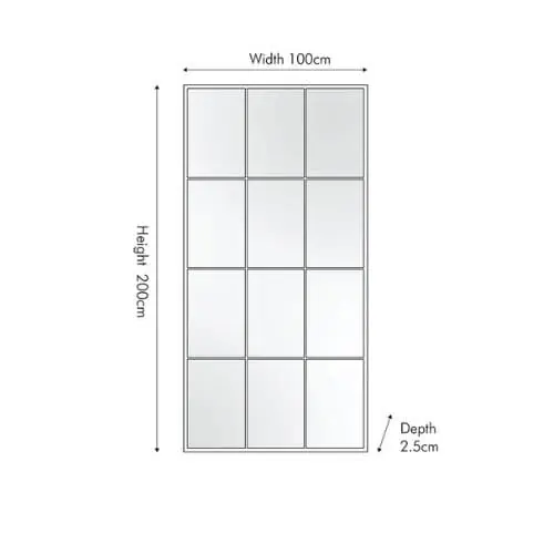 12 Pane Floor Standing Mirror, Dark Grey Metal - Image 3
