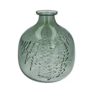 Gisela Graham Green Fern Impression Glass Vase