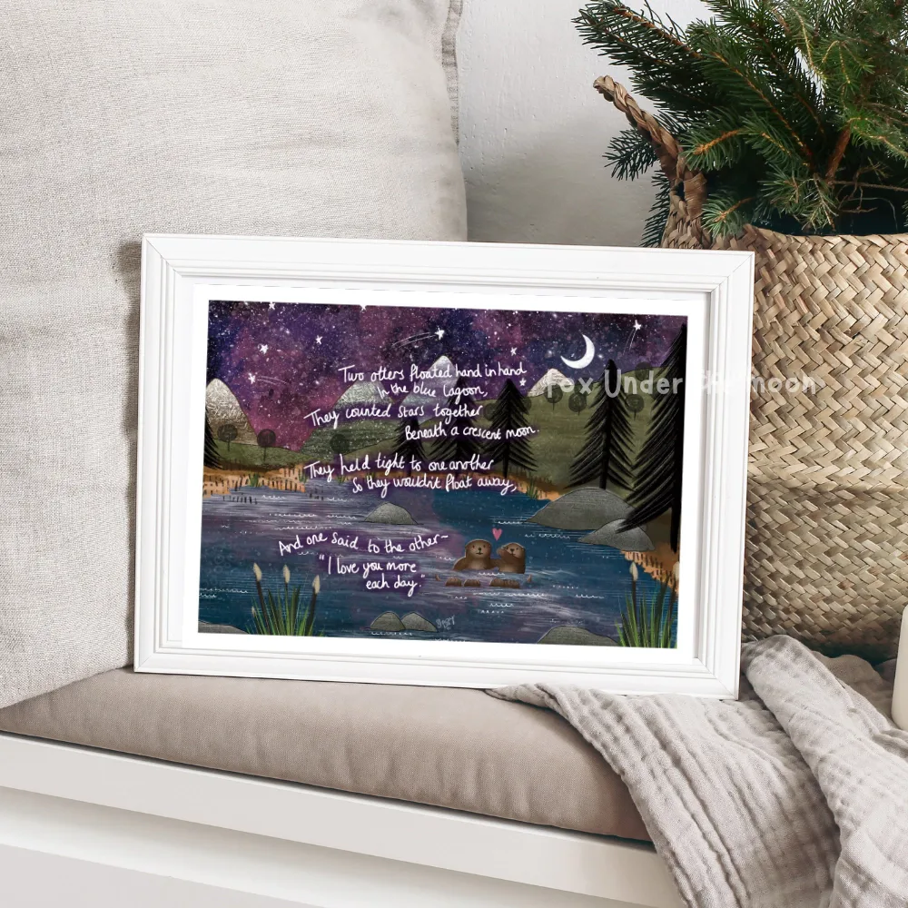 Fox Under The Moon – ‘Hand ’ Art Print A4 - Image 2