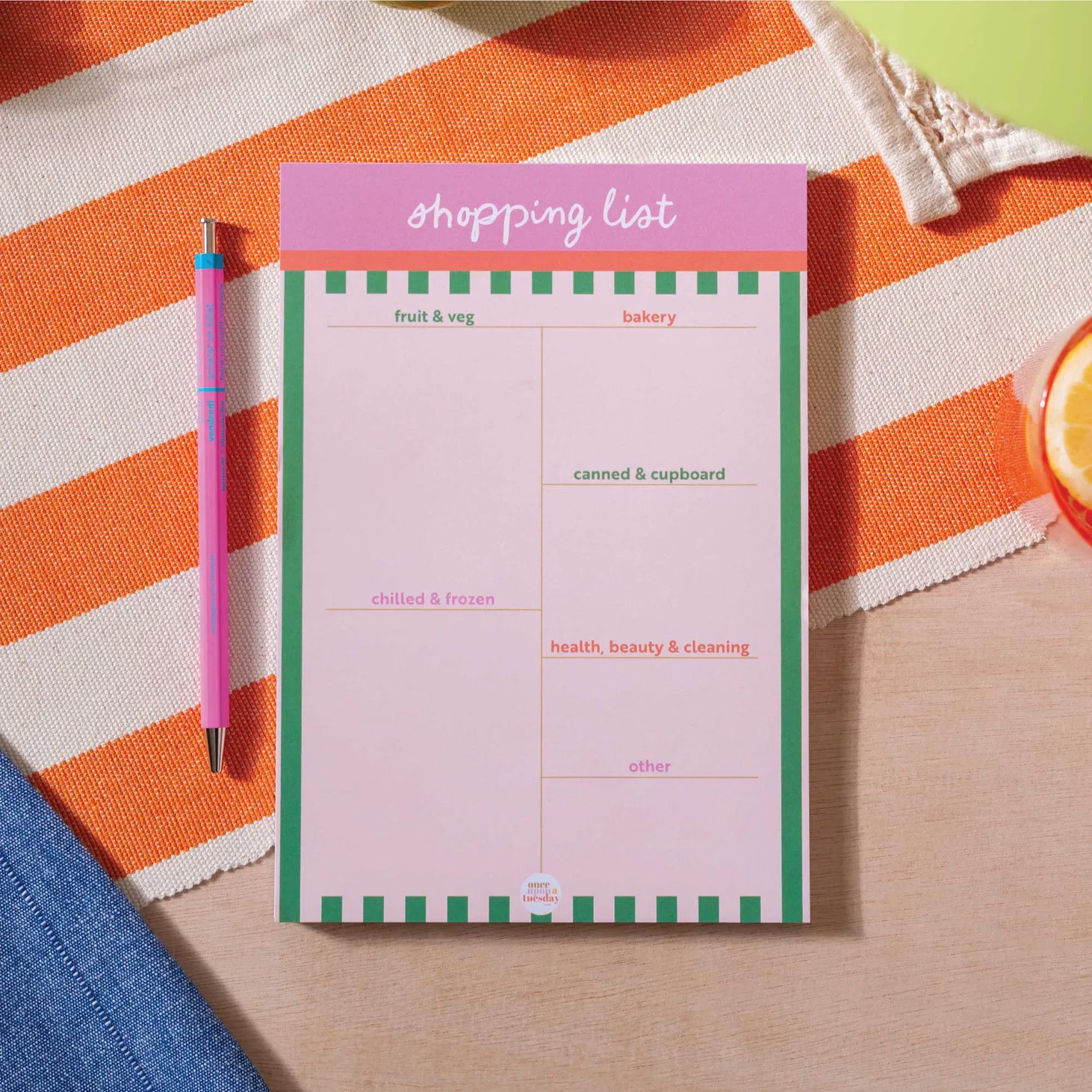 Good Tuesday, Weekly Shopping List Pad A5 - Cabana Stripe - Image 4