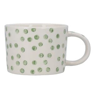 Gisela Graham Green Dots Stoneware Mug