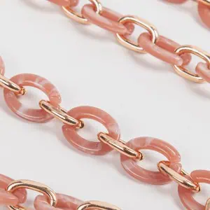 Marbled Oval Link Acrylic Bag Strap Pink