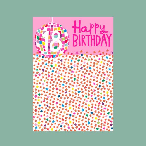 PaperSalad Alchemy - Age 18 Disco Ball Greetings Card