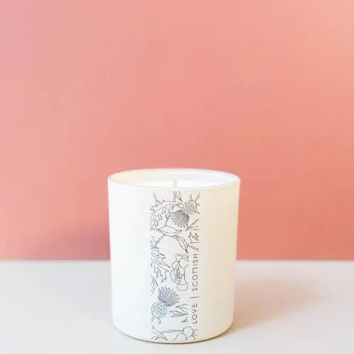 Love Scottish Glass Candle, Lime Basil and Mandarin - Image 2