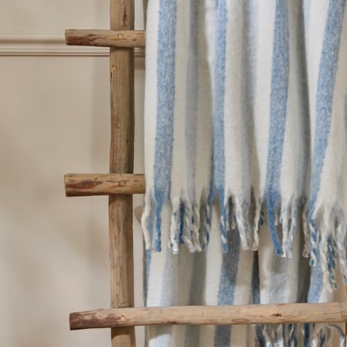 Beechwood Woven Stripe Throw Sky Blue - Image 2