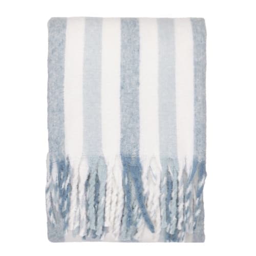 Beechwood Woven Stripe Throw Sky Blue - Image 3