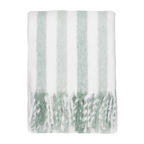 Beechwood Woven Stripe Throw Moorland Green - Image 3