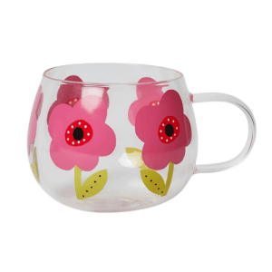 Belly Button Bubble – Mabel Mauve Flowers Glass Mug