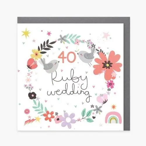 Belly Button Designs Love Bird Ruby Anniversary Greeting Card