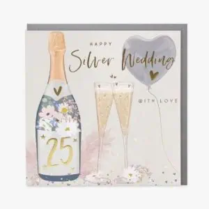 Belly Button Designs Silver Wedding Greetings Card