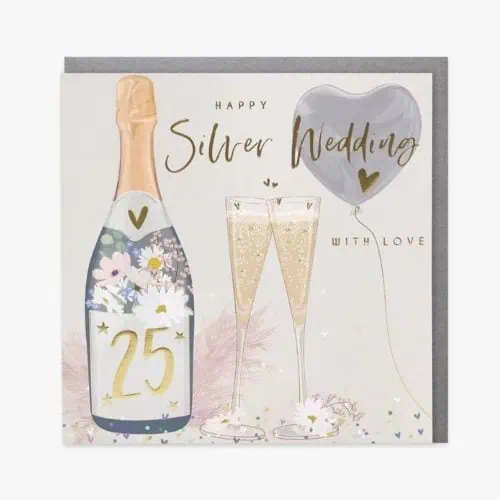 Belly Button Designs Silver Wedding Greetings Card