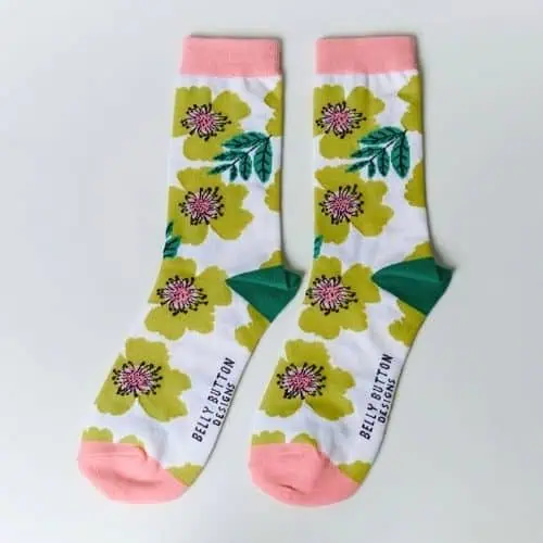 Belly Button Yellow Flower Socks