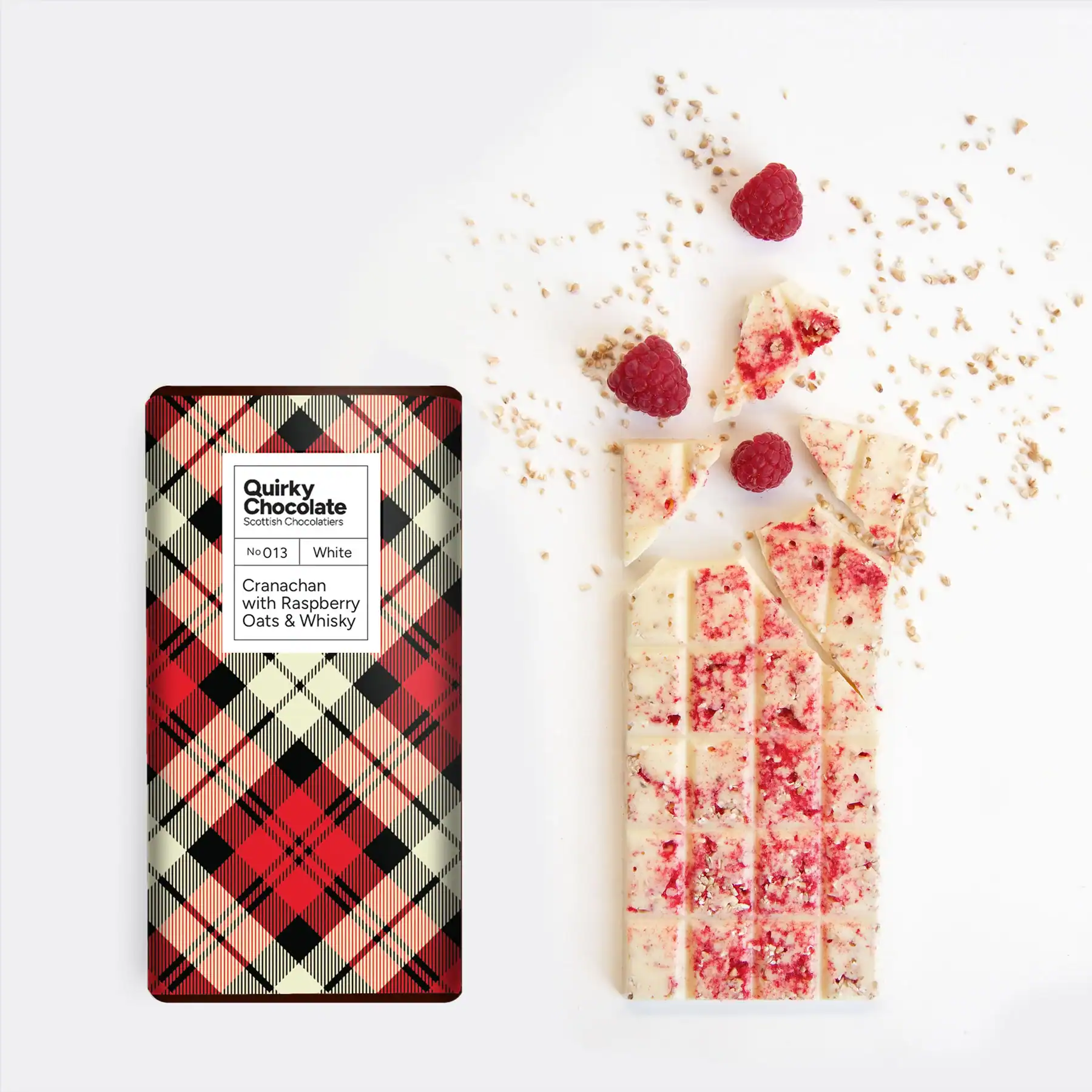 Quirky Chocolate – Cranachan Chocolate Bar, 100g - Image 2