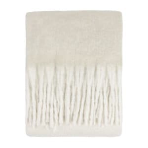 Cozy Woven Tasselled Throw Ecru