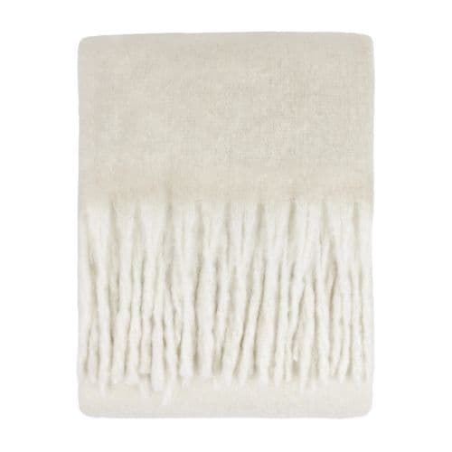 Cozy Woven Tasselled Throw Ecru