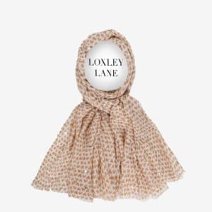 Cream Lightweight Metallic Hearts Scarf