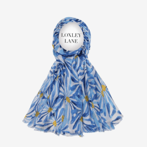 Blue Daisy Print Lightweight Scarf