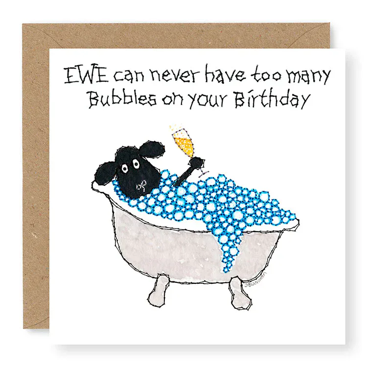 Hey EWE Bath and Fizz Birthday Card