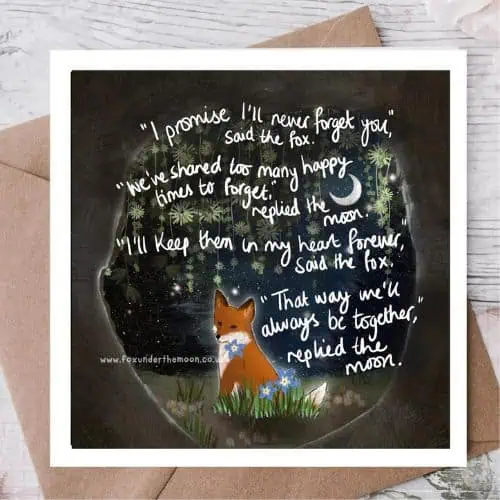 Fox Under The Moon - 'Forget Me Not' Card