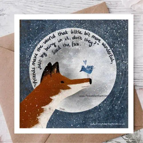 Fox Under The Moon - 'Friends' Card - Jaro Design Studio - 1 Fox Under The Moon - 'Friends' Card