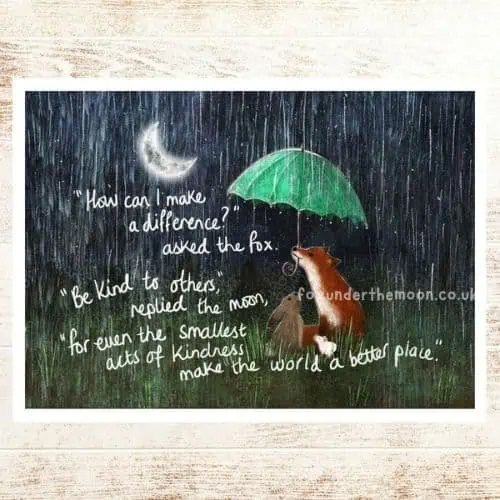 Fox Under The Moon - 'Kindness' Art Print A4