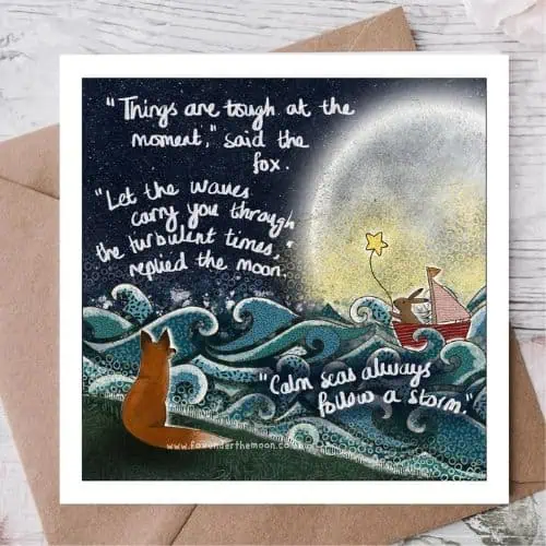 Fox Under The Moon - 'Waves' Card