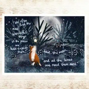 Fox Under The Moon - 'Wonderful Things' Art Print A4