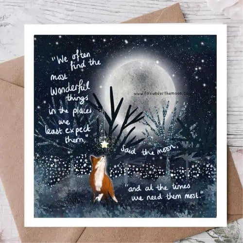 Fox Under The Moon - 'Wonderful Things' Card - Jaro Design Studio - 1 Fox Under The Moon - 'Wonderful Things' Card
