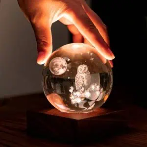 Gingko, Owl Moon Amber Crystal Light