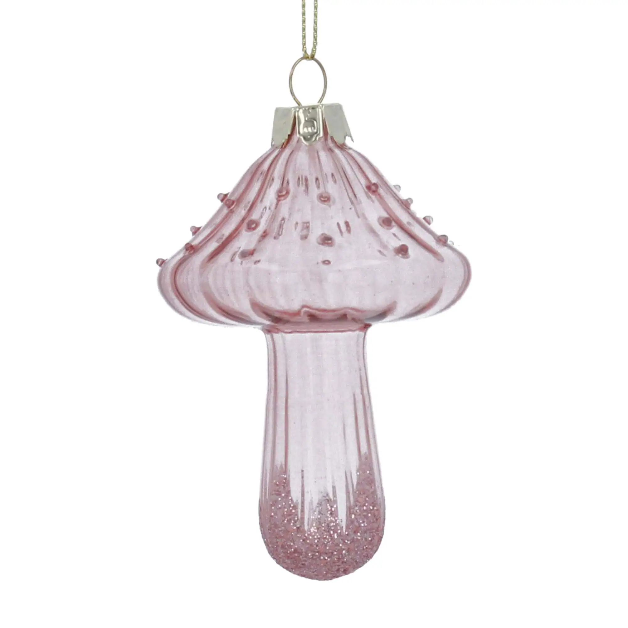 Gisela Graham Clear Pink Glass Toadstool Decoration