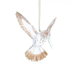 Gisela Graham Clear/Gold Acrylic Hummingbird Decoration