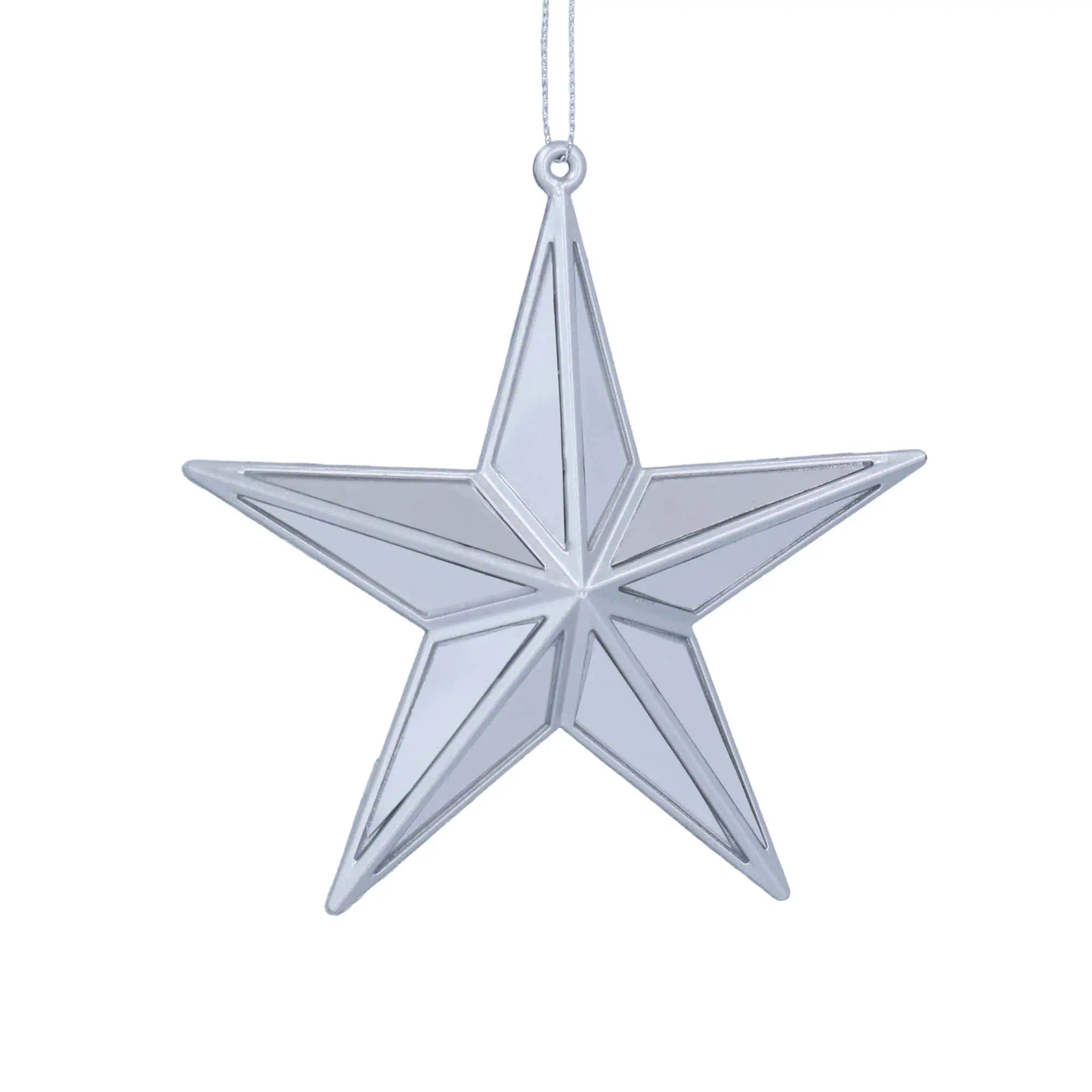 Gisela Graham Silver Acrylic 5-Point Mirror Star Decoration, Sma