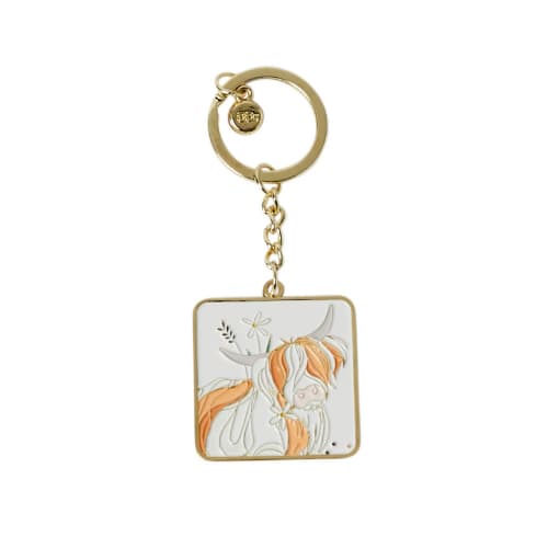 Belly Button Bubble, Highland Cow Key Ring
