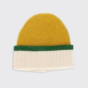 Hector Mens Soft Knit Hat - Ochre / Green