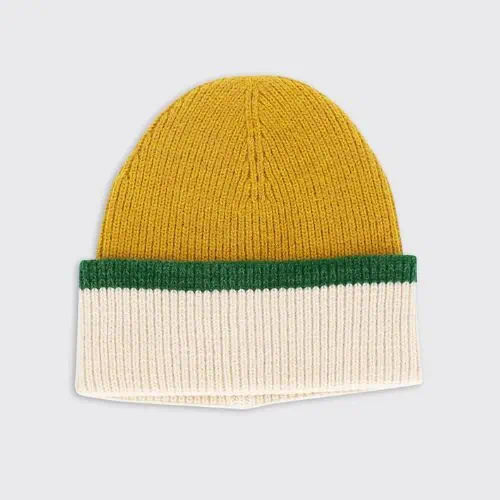 Hector Mens Soft Knit Hat - Ochre / Green - Jaro Design Studio - 1 Hector Mens Soft Knit Hat - Ochre / Green