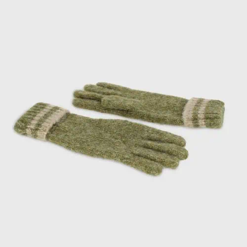Hector Mens Wool Blend Gloves - Moss Green / Cream - Jaro Design Studio - 1 Hector Mens Wool Blend Gloves - Moss Green / Cream