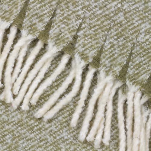 Isla Woven Tasselled Throw Green - Image 2