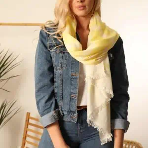 Sarta, Neon Yellow and White Striped Scarf