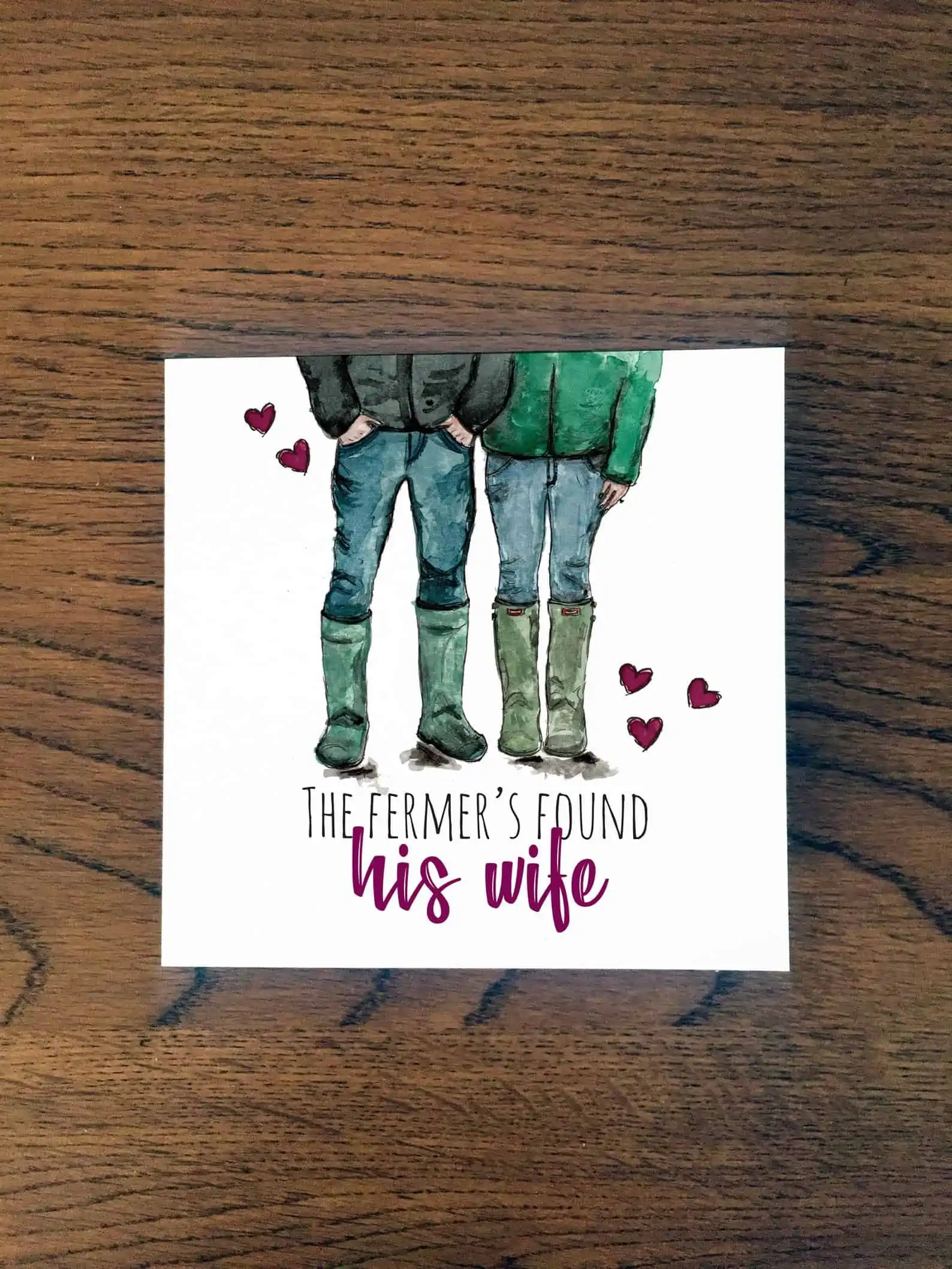 Doric Cards, Doric Engagement Card - The Fermer's Found His Wife