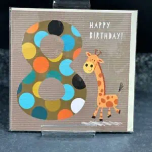 Pink Pig Cards, Happy 8th Birthday - Giraffe