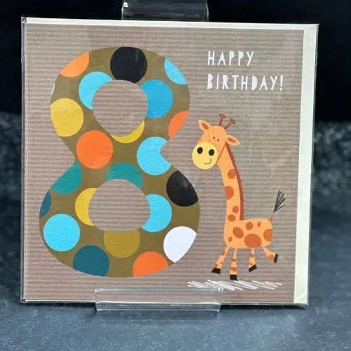 Pink Pig Cards, Happy 8th Birthday - Giraffe