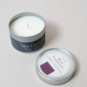 Love Scottish Tin Candle, Black Pomegranate