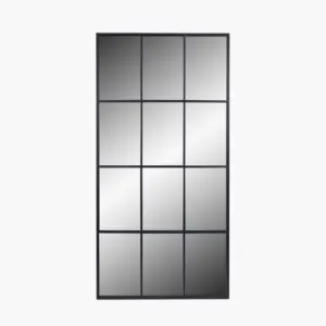 12 Pane Floor Standing Mirror, Dark Grey Metal