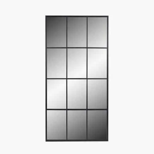 12 Pane Floor Standing Mirror, Dark Grey Metal