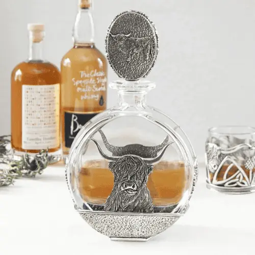 AE Williams - Pewter Highland Cow Round Decanter