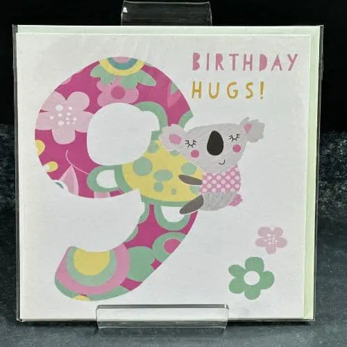 Pink Pig Cards, 9th Birthday Hugs!