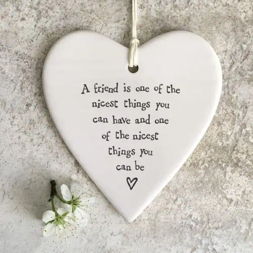 East Of India, Porcelain Round Heart - A Friend Is Nicest - Jaro Design Studio - 1 East Of India, Porcelain Round Heart - A Friend Is Nicest